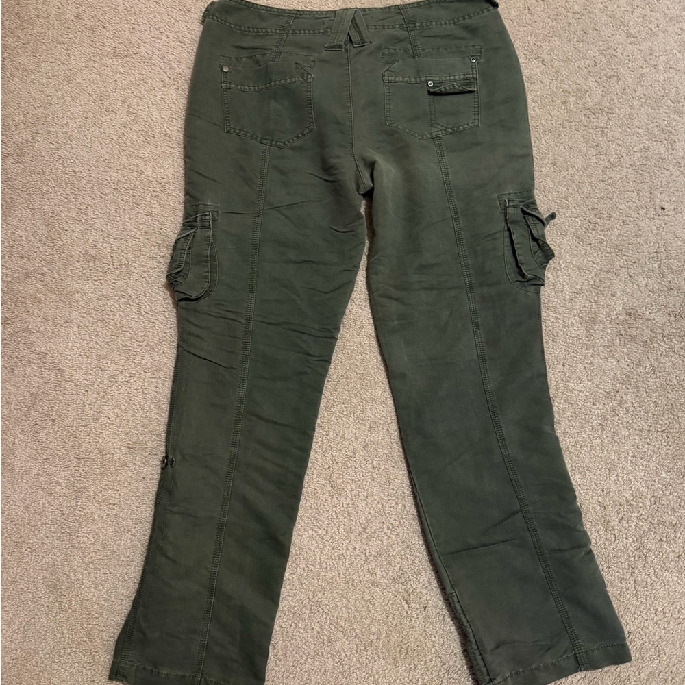 Olive Boot Cut Cargo Pants for Women - Picture 2 of 4